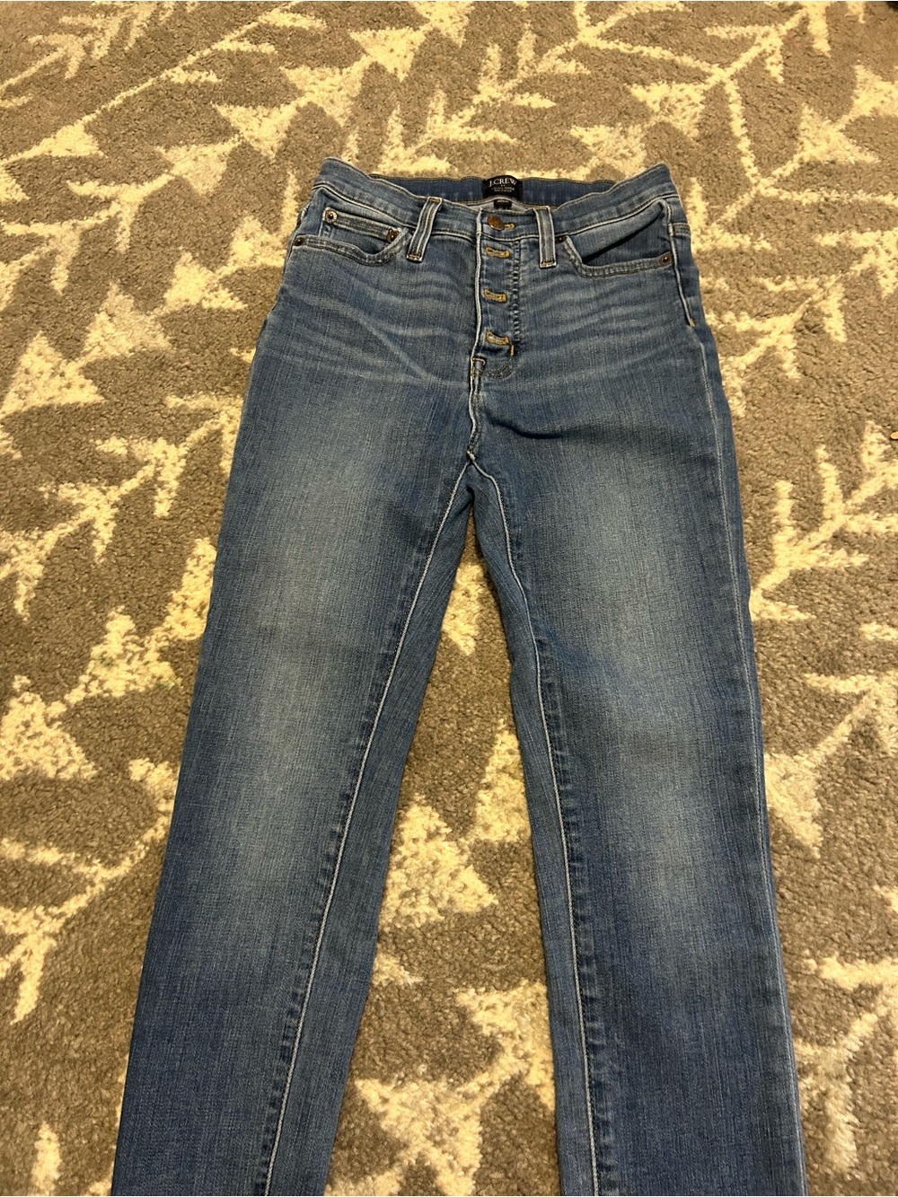 J. Crew Skinny High-Rise Button-Fly Jeans in Medium Blue